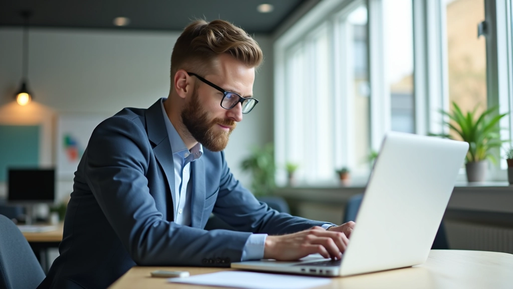 Selbstständiger arbeitet konzentriert am Computer
